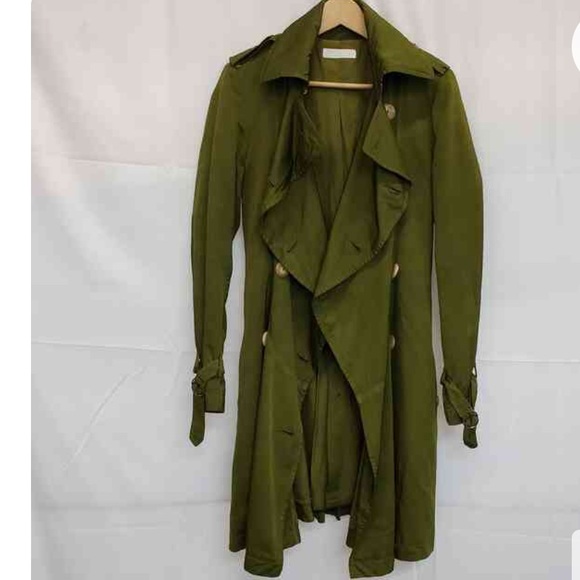 New. Nicole Fahri acid green knee length trench coat. Size small/4 - Picture 8 of 8